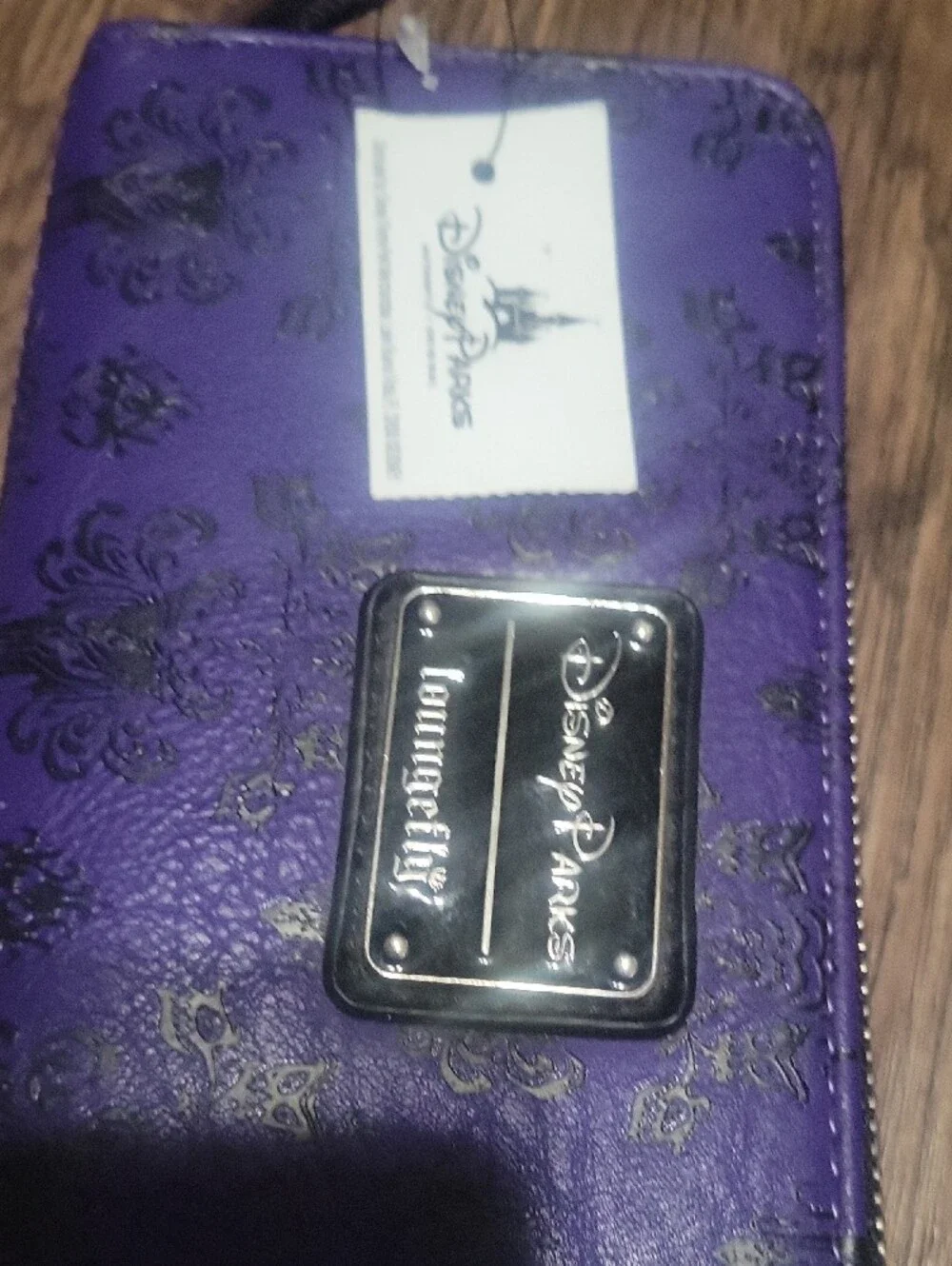 Loungefly HAUNTED MANSION Purple Zip Wallet with Embossed Disney Plaque NWT - Picture 3 of 7